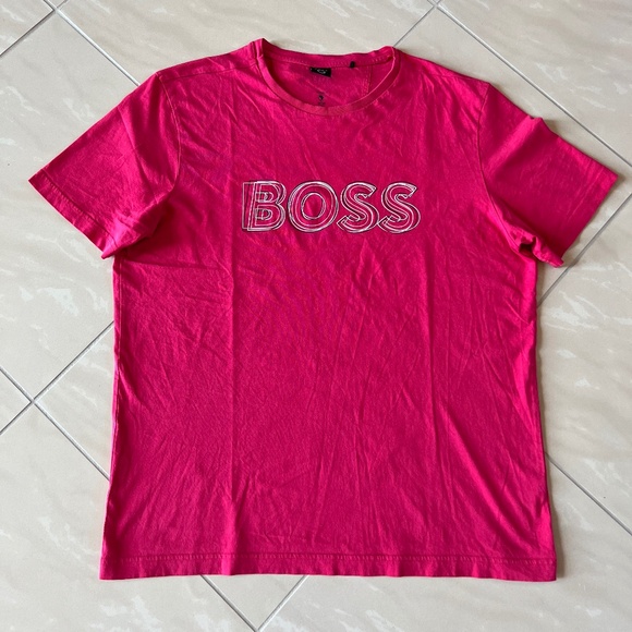 #2725 BOSS Men's Red Crew Neck T-Shirt size XL - Picture 1 of 3